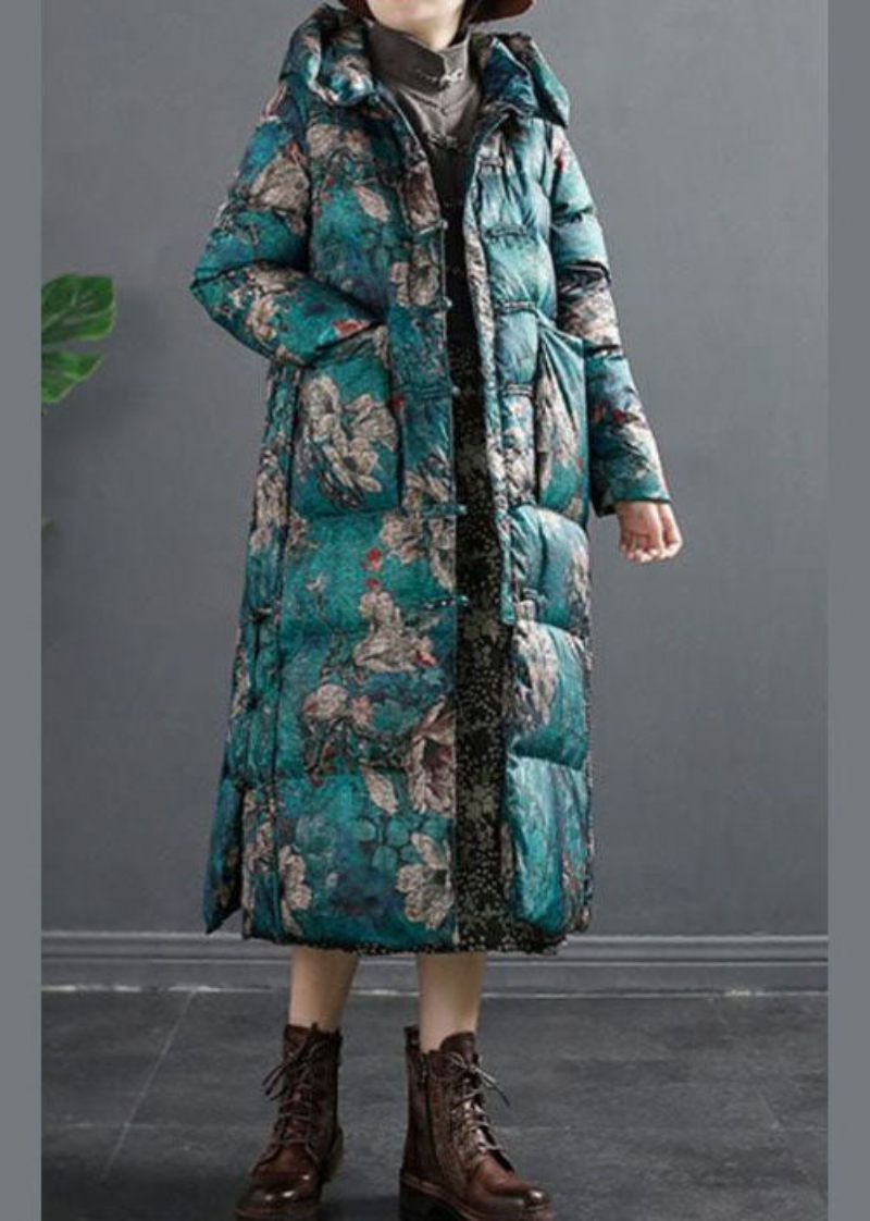 Grøn Side Åben Duck Down Coat Winter - Rød