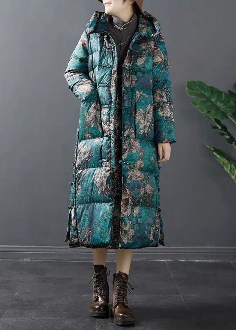 Grøn Side Åben Duck Down Coat Winter - Rød