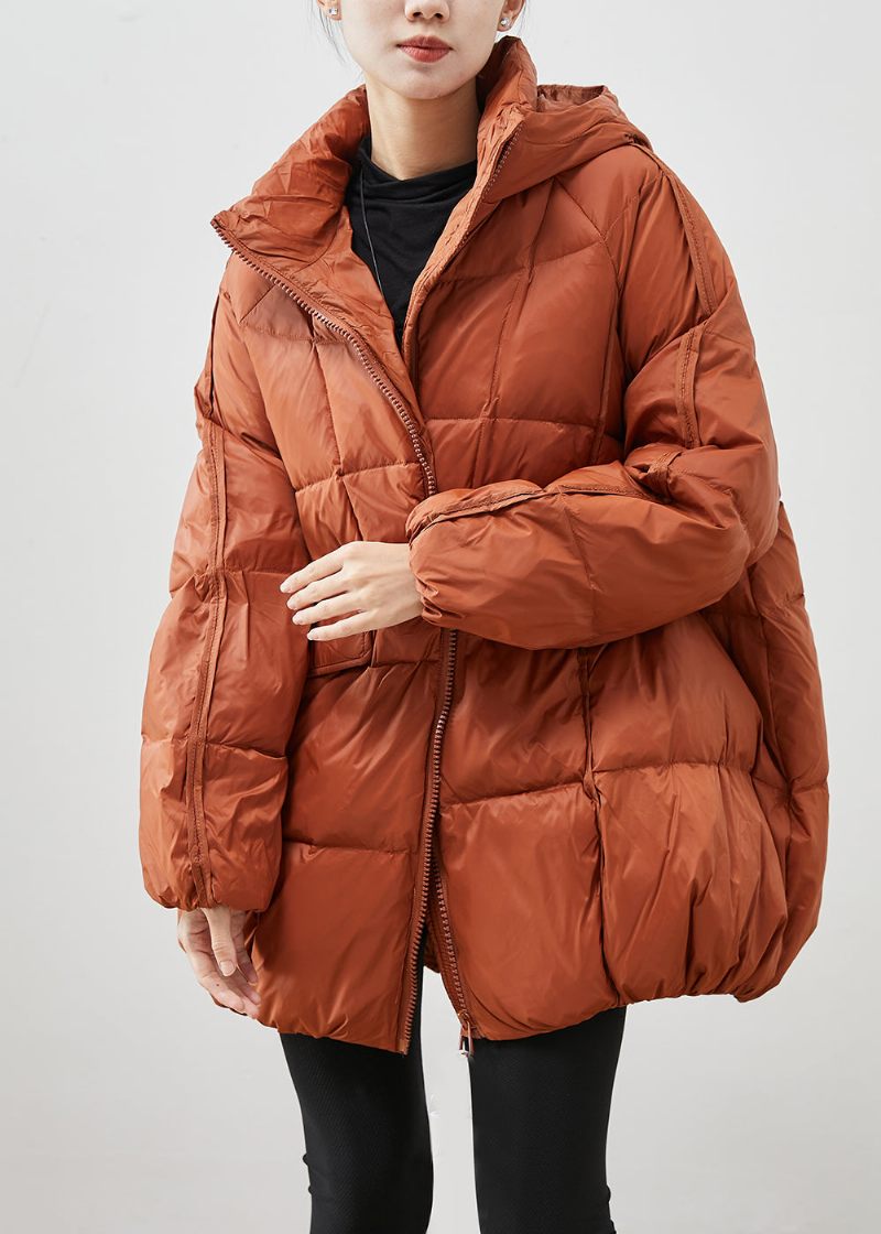 Monteret Orange Oversize Andedun Pufferjakke Vinter - Dame dunjakker