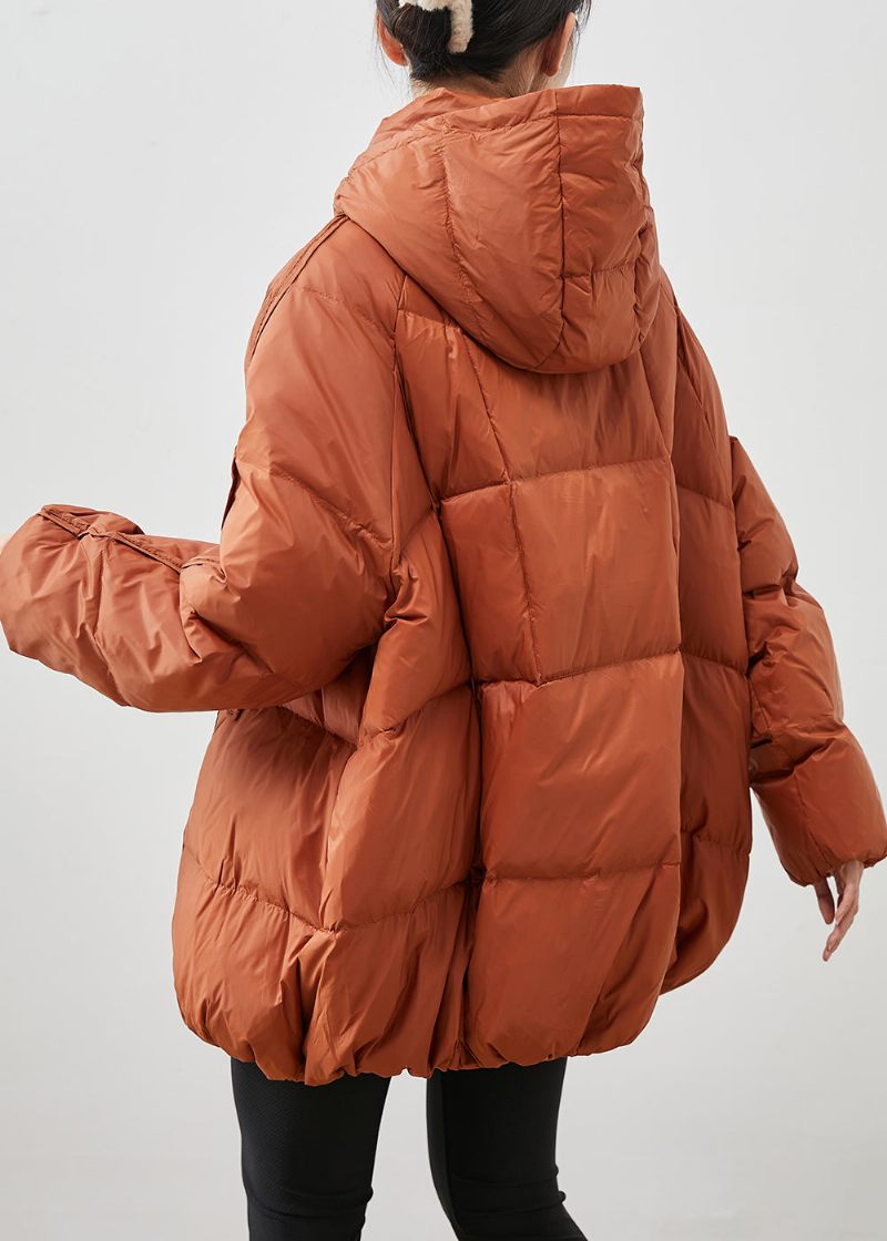 Monteret Orange Oversize Andedun Pufferjakke Vinter - Dame dunjakker