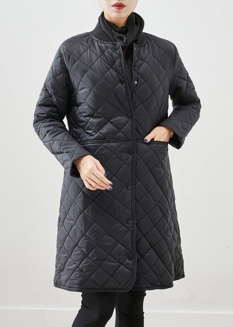 Økologisk Sort Slim Fit Tyk Fin Bomuld Fyldt Parka Winter - Dame dunjakker