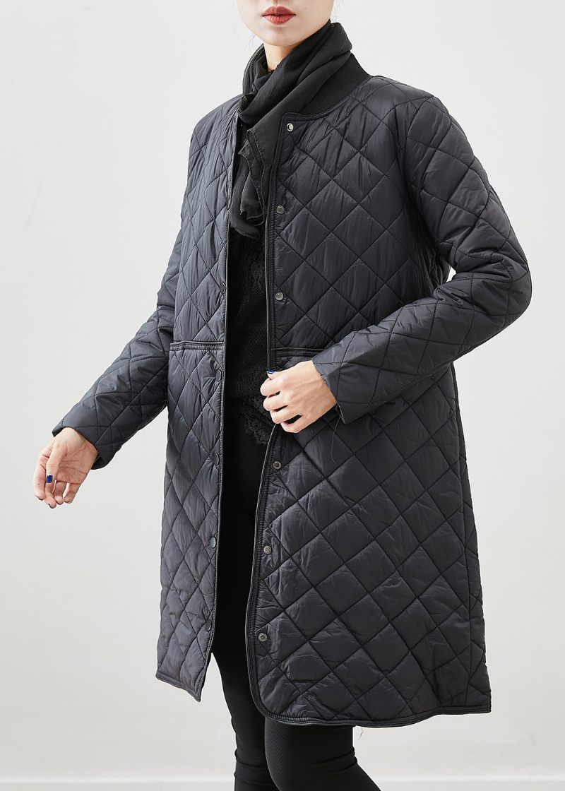 Økologisk Sort Slim Fit Tyk Fin Bomuld Fyldt Parka Winter - Dame dunjakker