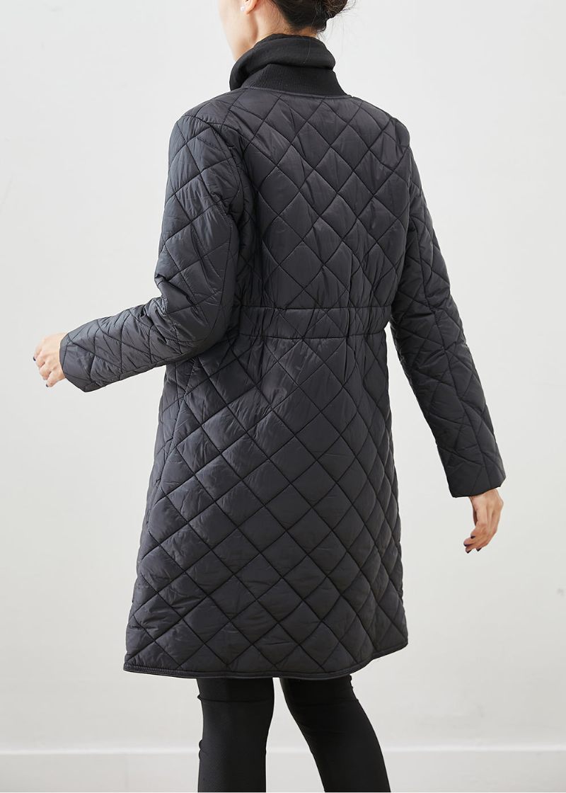 Økologisk Sort Slim Fit Tyk Fin Bomuld Fyldt Parka Winter - Dame dunjakker