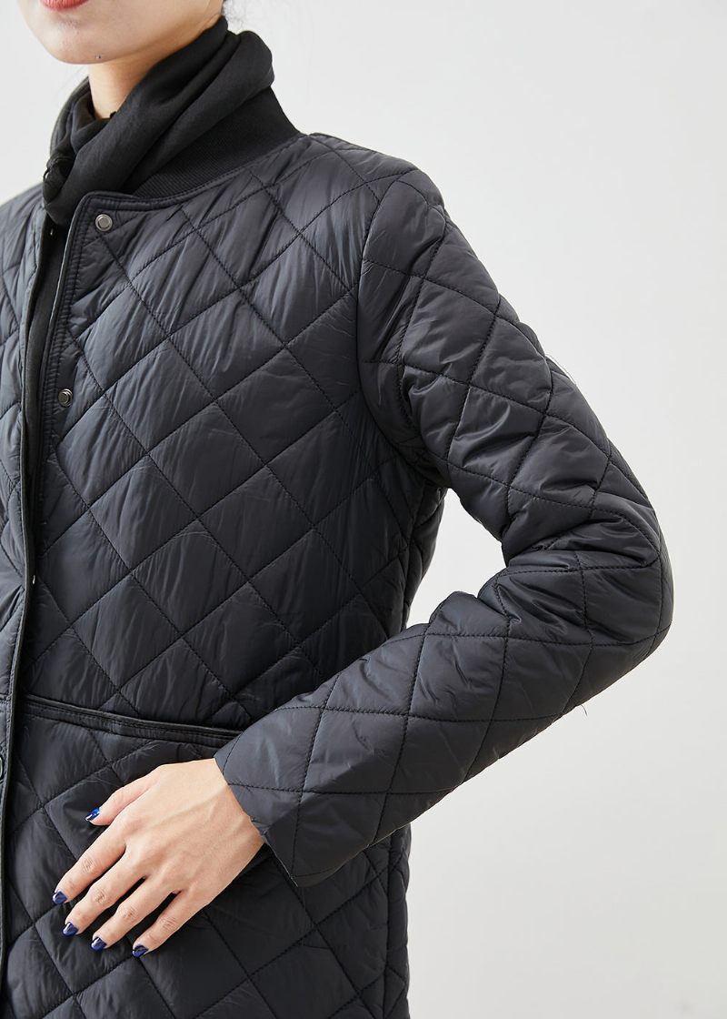 Økologisk Sort Slim Fit Tyk Fin Bomuld Fyldt Parka Winter - Dame dunjakker