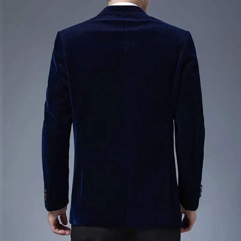 Mænd Casual Suit Jakker Blazer Til Bryllup Slim Fit Outwear Wick Blazere Elegante Frakker - Marineblå