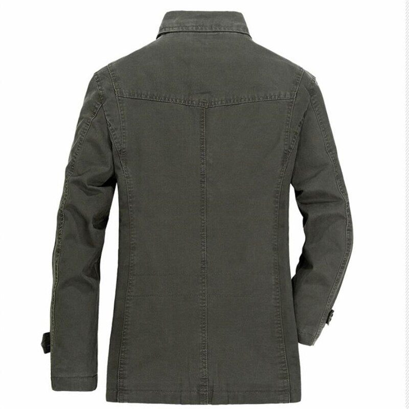 Militær Blazerjakke Mænd Forår Efterår Casual Bomuldsvaskede Frakker Army Bomber Suit Jakker Denim Cargo Trench - Khaki