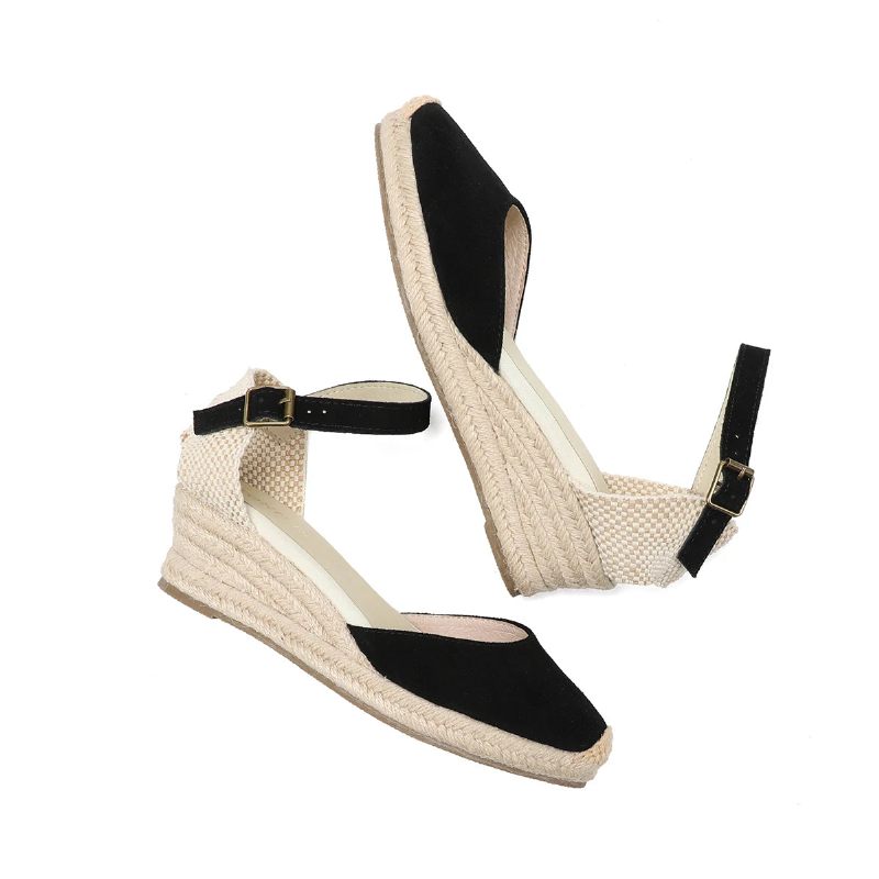 Ægte Åbne Solide Sandaler Til Kvinder Elastisk Afslappet Sandal - 45Cm Beige Læder