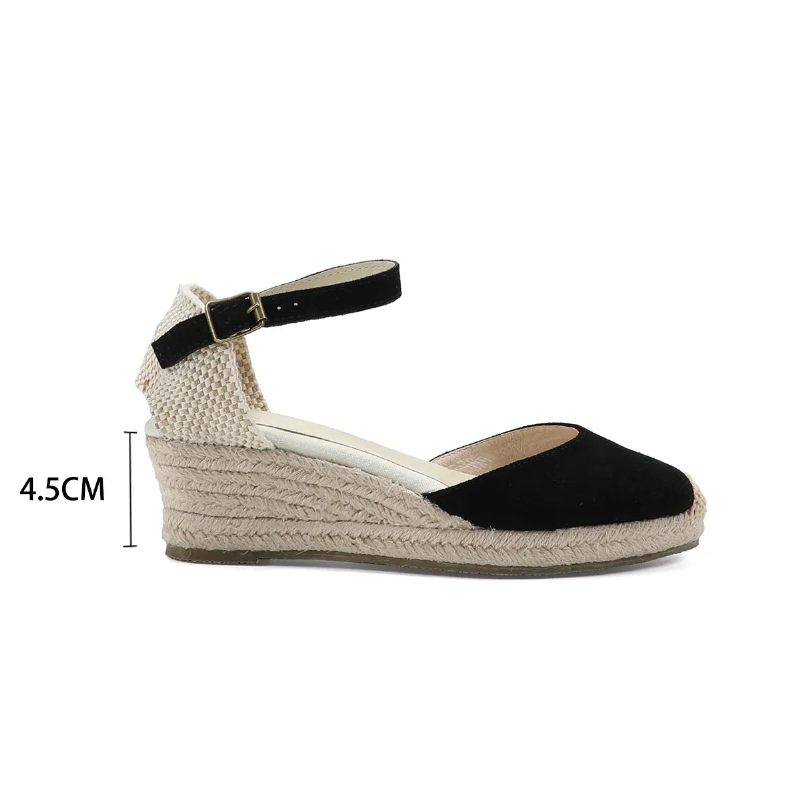 Ægte Åbne Solide Sandaler Til Kvinder Elastisk Afslappet Sandal - 45Cm Beige Læder
