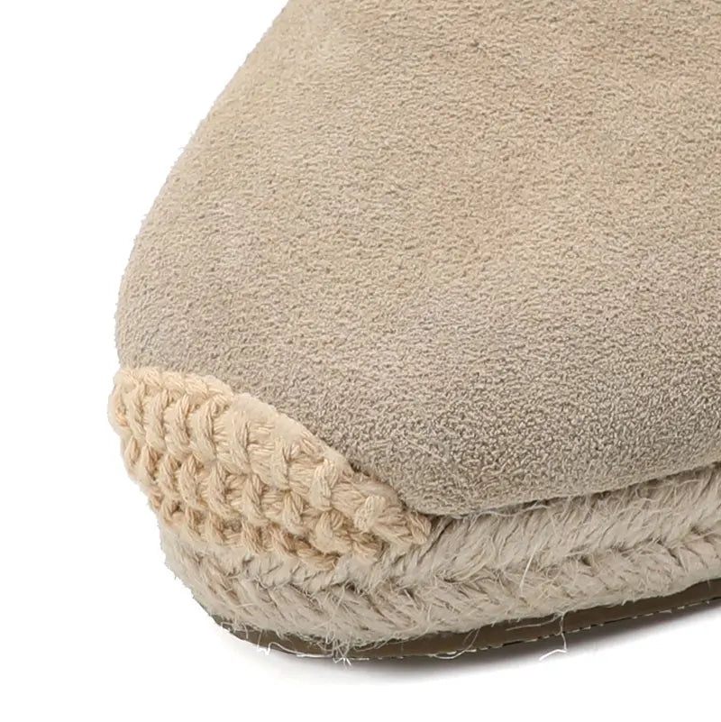 Ægte Åbne Solide Sandaler Til Kvinder Elastisk Afslappet Sandal - 45Cm Beige Læder