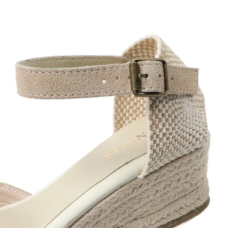 Ægte Åbne Solide Sandaler Til Kvinder Elastisk Afslappet Sandal - 45Cm Beige Læder