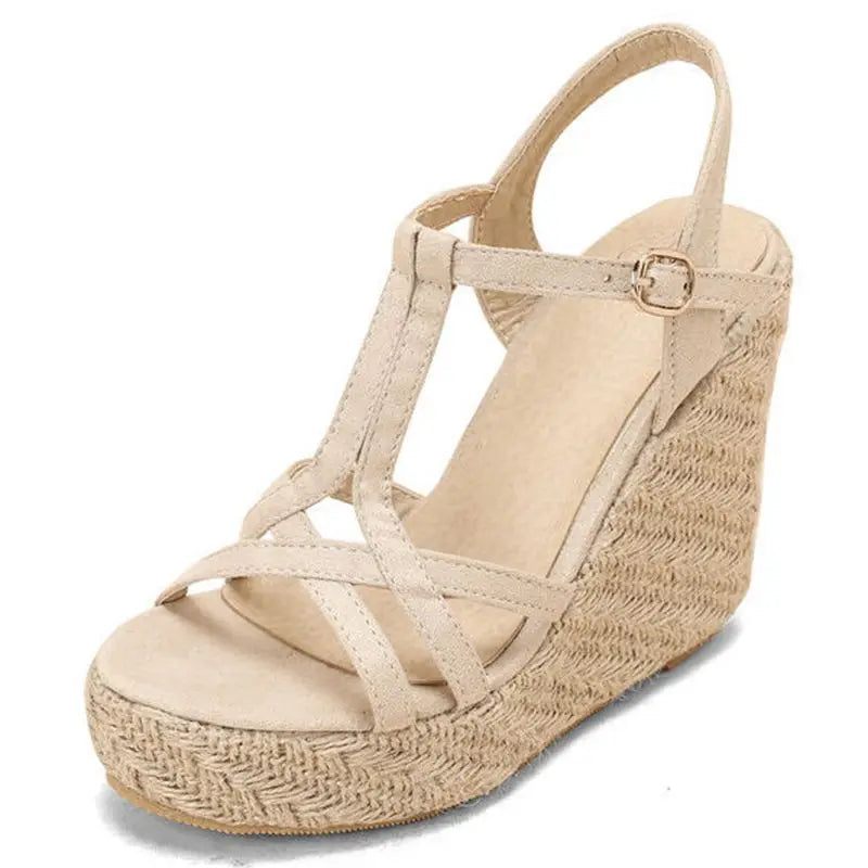 Kvinde Sandaler Ankel Spænde Stropper Casual Platform Kile Kortfattet Sort Blå Sommer - Sort