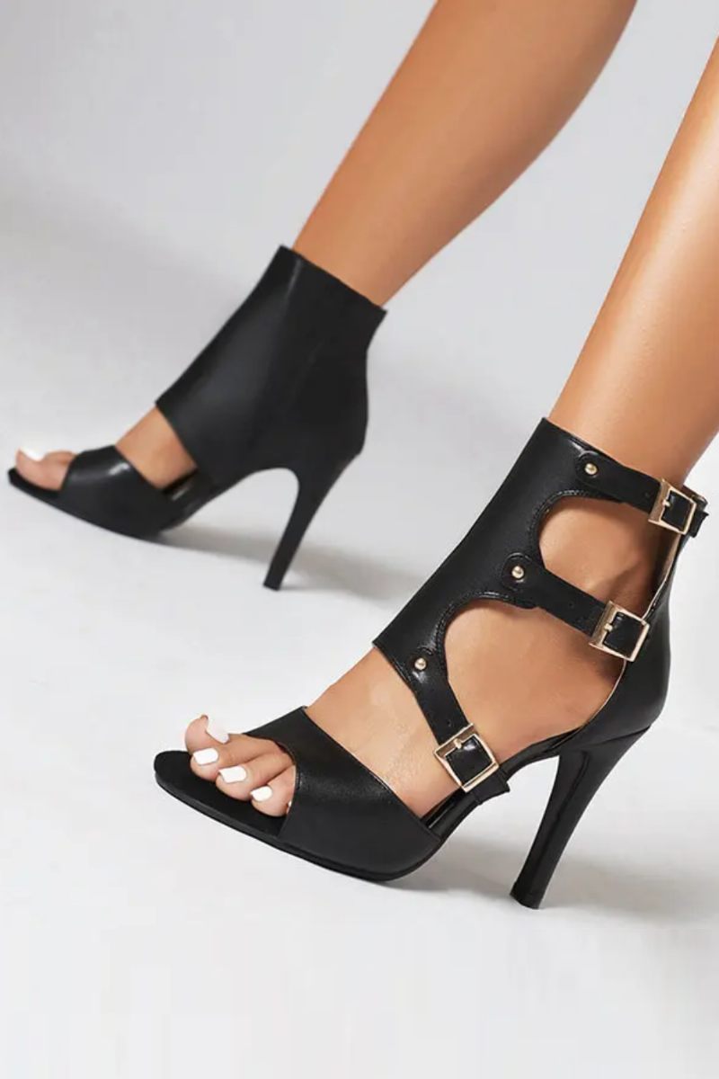 Kvinder Sandaler Peep Toe Tynde Høje Hæle 7 cm Spændestropper Latinsko Sommer