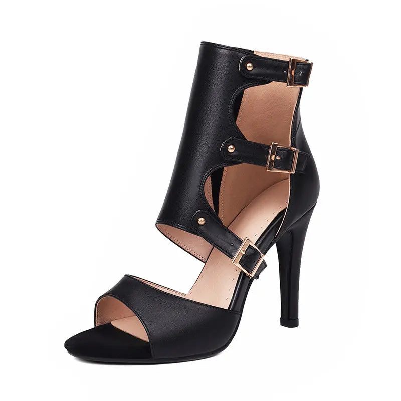 Kvinder Sandaler Peep Toe Tynde Høje Hæle 7 cm Spændestropper Latinsko Sommer - Hvid