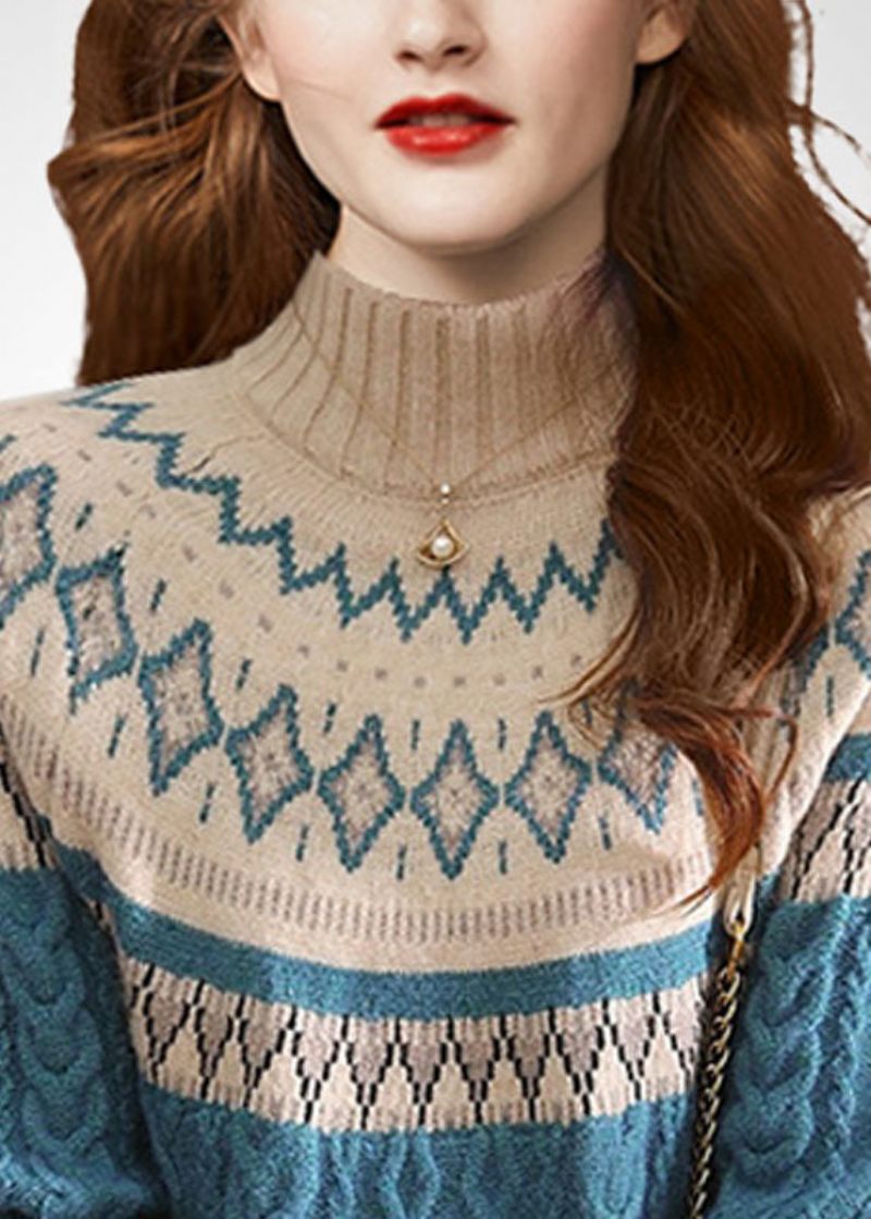 Baggy Løs Vinter Ulden Sort Sweater Pasform Langærmet Strik Pullover - Dame uldfrakker