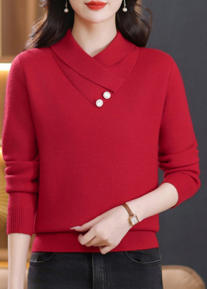 Chic Abrikos Button Patchwork Varm Fleece Ulden Strik Top Spring - Dame uldfrakker