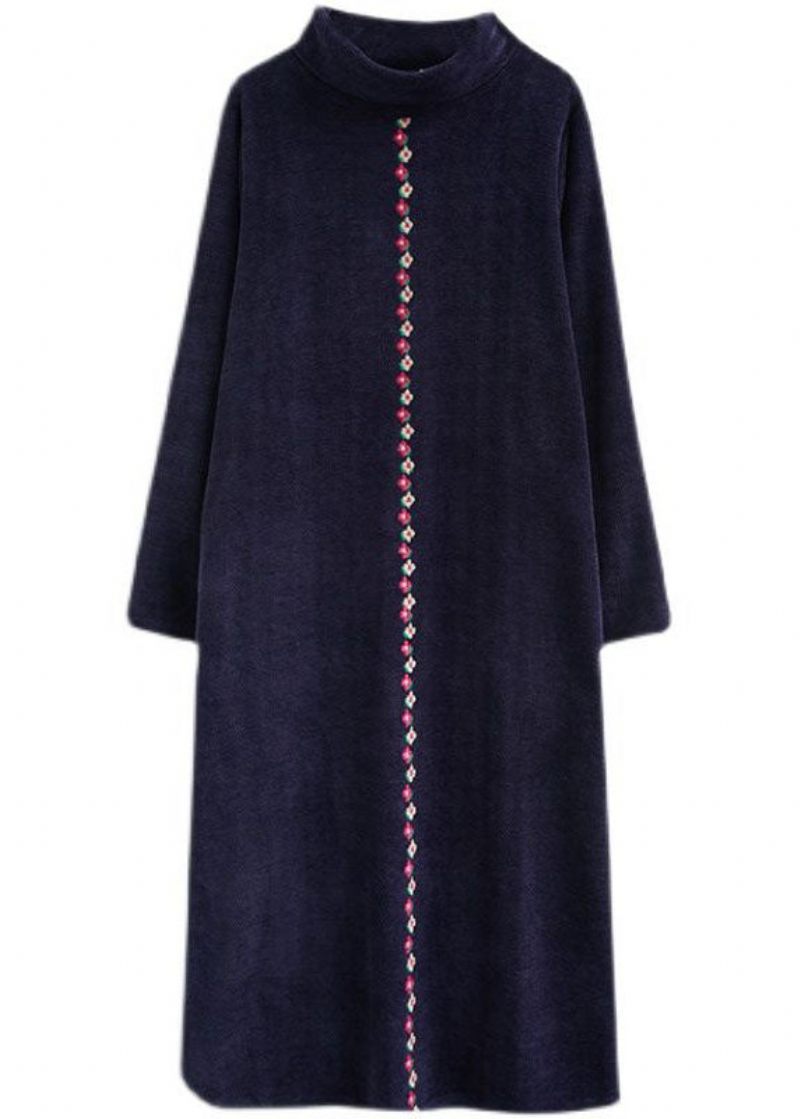 Monteret Lilla Turtle Neck Ulden Maxi Kjole Vinter - Dame uldfrakker