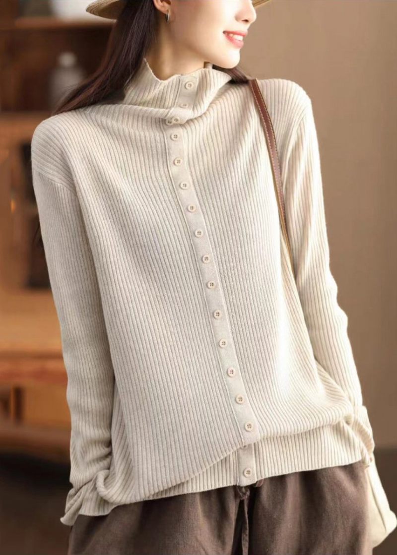 Original Design Grå Hign Neck Varm Ulden Sweater Fall - Dame uldfrakker
