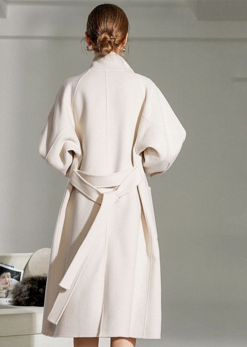 Vintage Sorte Ren Uld Toppe Oversize O-hals Ferie Nye Lommer Uld Tøj - Dame uldfrakker