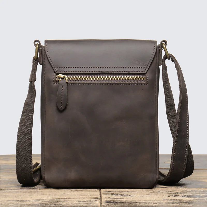 Ægte Læder Messenger Taske Til Mænd Skuldertaske Lille Rejsehåndtaske Mandlige Pad Sling Bag - Sort