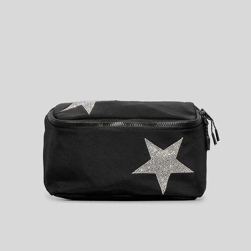 Casual Diamonds Stars Pattern Crossbody Tasker Til Kvinder Designer Lærreds Skuldertasker Luksus - Big Black