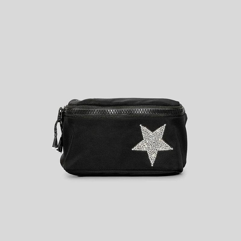 Casual Diamonds Stars Pattern Crossbody Tasker Til Kvinder Designer Lærreds Skuldertasker Luksus - Big Black