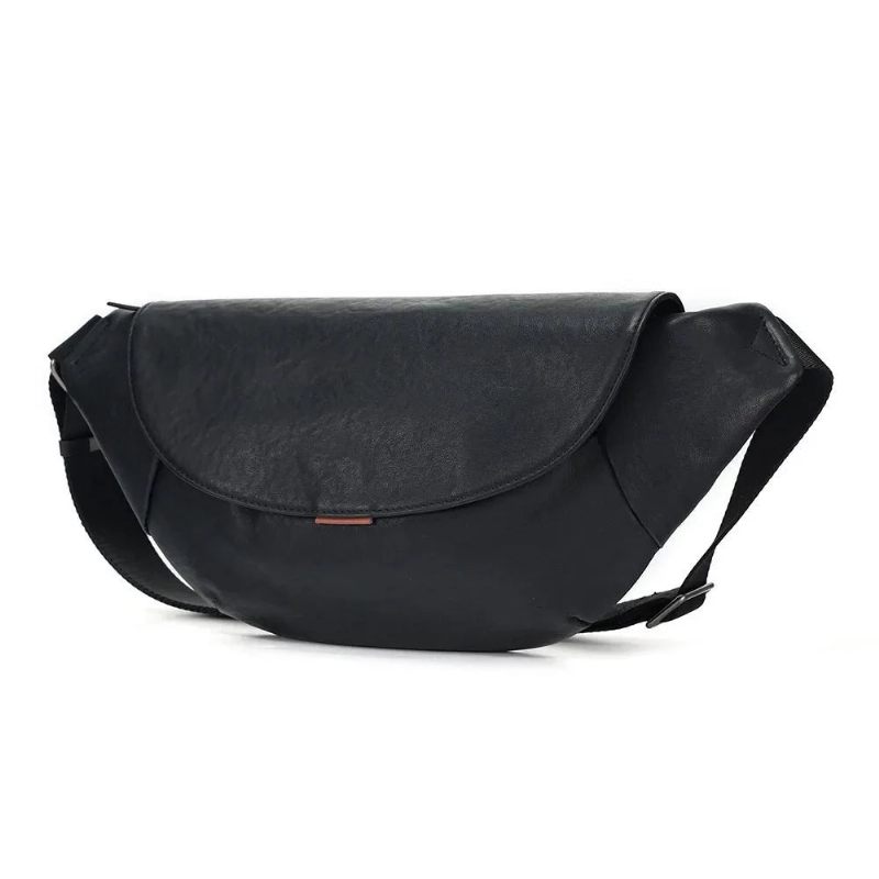 Mænd Ægte Lædertaske Crossbody-taske Til Mandlige Rejseslynge Brystpakker Messenger-tasker - Sort