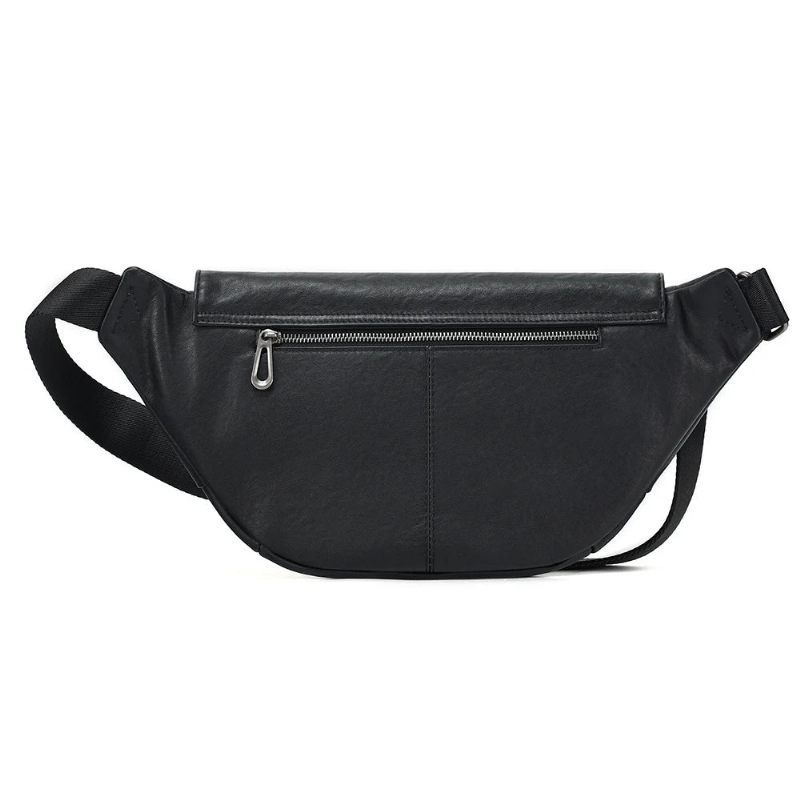 Mænd Ægte Lædertaske Crossbody-taske Til Mandlige Rejseslynge Brystpakker Messenger-tasker - Sort