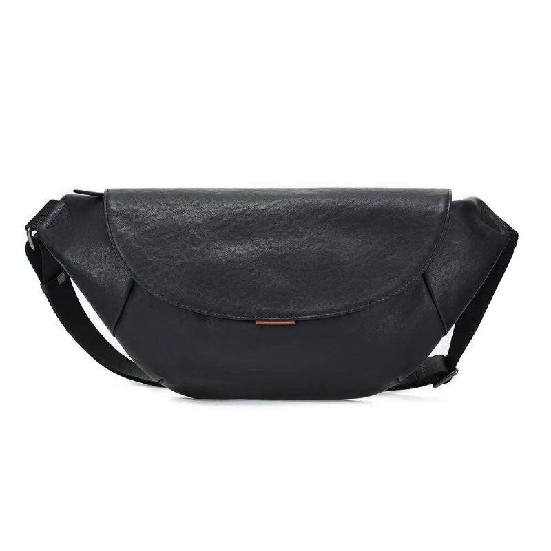 Mænd Ægte Lædertaske Crossbody-taske Til Mandlige Rejseslynge Brystpakker Messenger-tasker - Sort