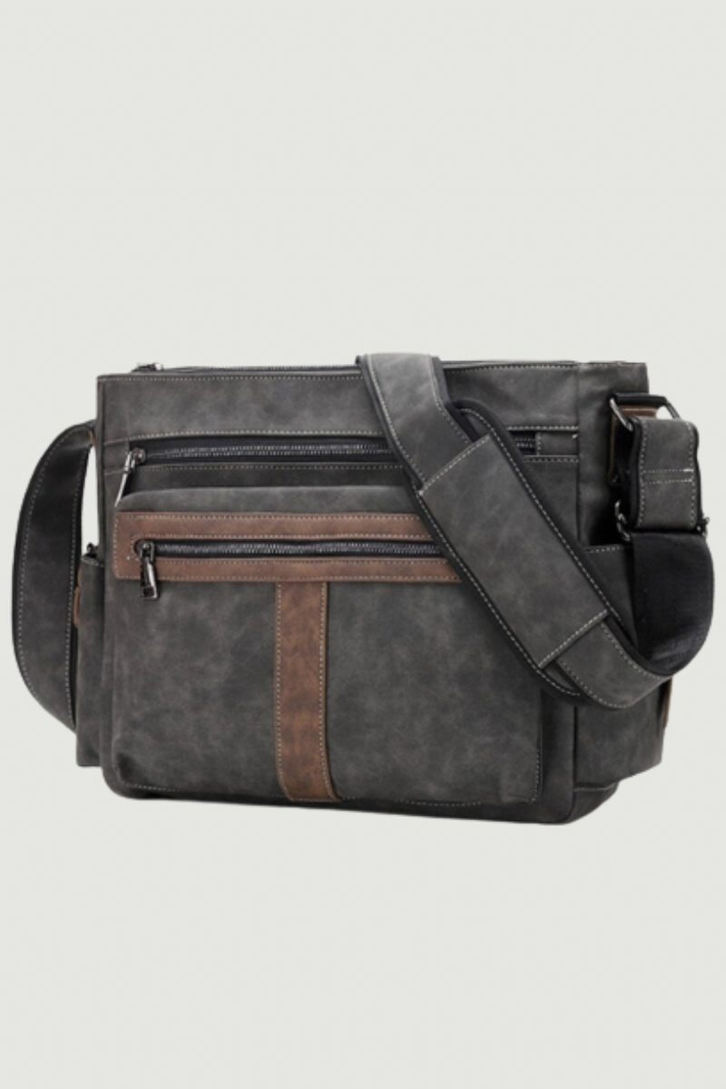 Mænd Læder Skuldertasker Casual Vintage Crossbody Taske Stor Kapacitet Rejsetasker Messenger Lommetasker