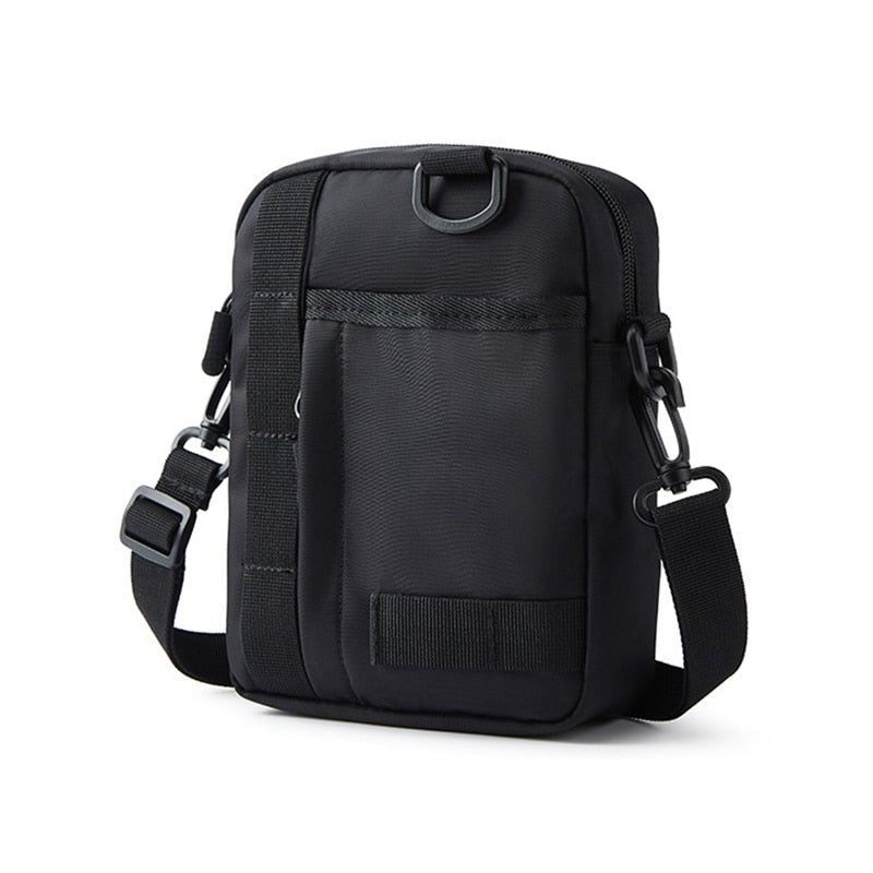 Mænd Lærred Stof Crossbody Taske Vintage Solid Brysttasker Vandtæt Student Lille Multifunktionstasker - Sort