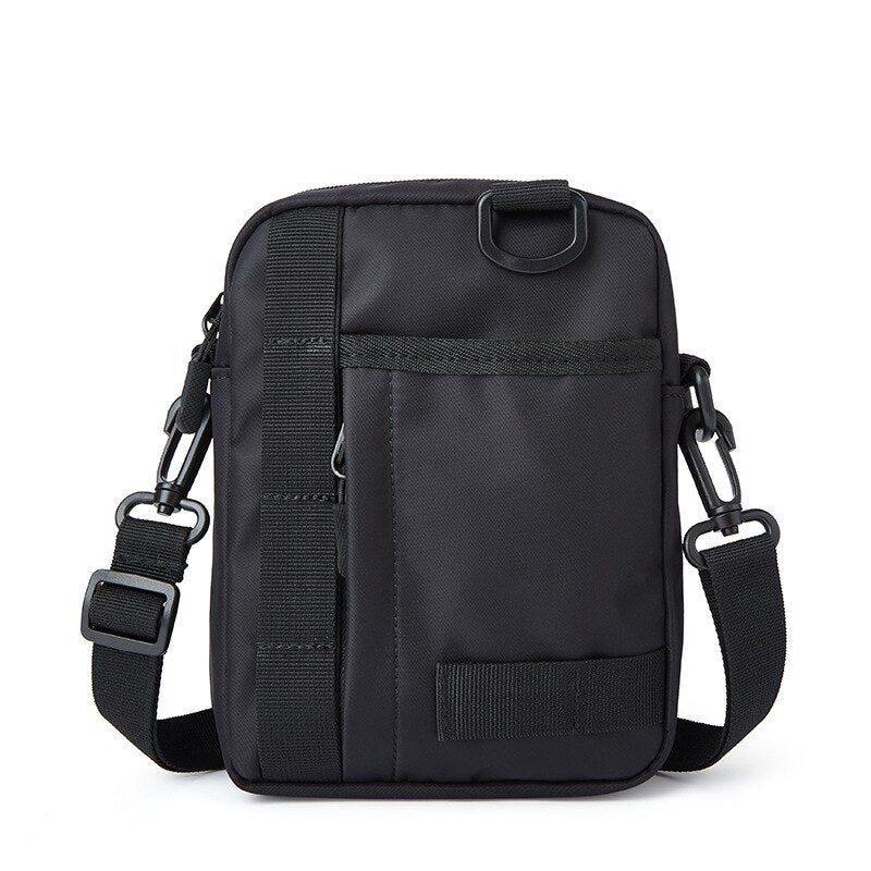 Mænd Lærred Stof Crossbody Taske Vintage Solid Brysttasker Vandtæt Student Lille Multifunktionstasker - Sort