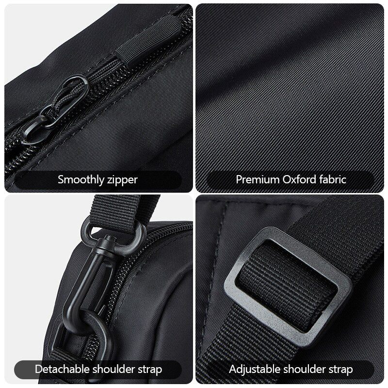 Mænd Lærred Stof Crossbody Taske Vintage Solid Brysttasker Vandtæt Student Lille Multifunktionstasker - Sort
