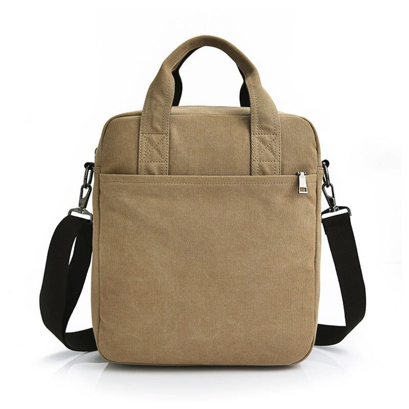 Mænd Vintage Canvas Messenger Tasker Crossbody Skuldertaske Solid Mand Handbag Designer - Mørkegrå