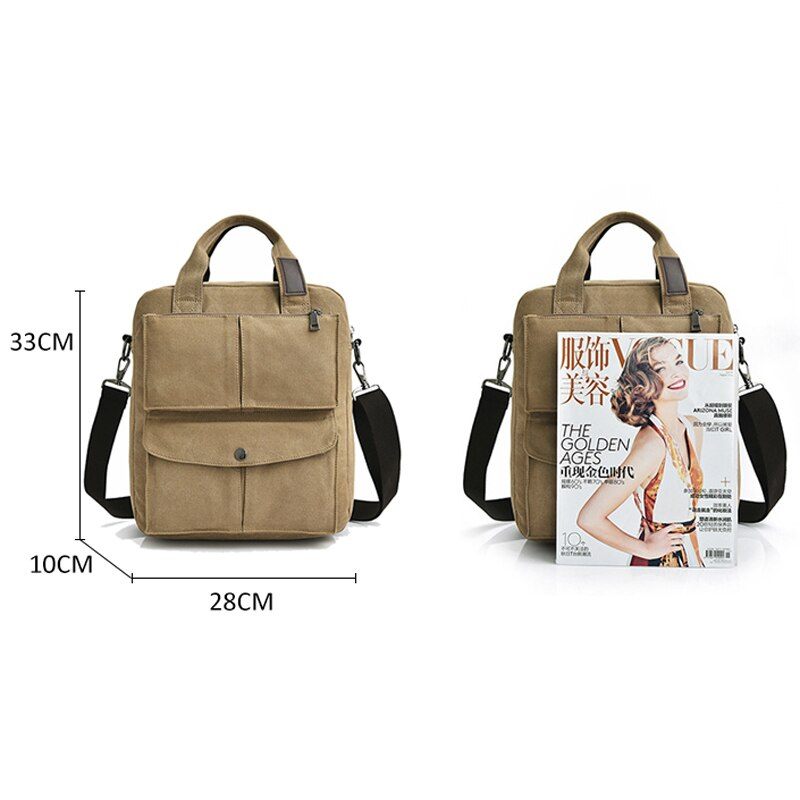 Mænd Vintage Canvas Messenger Tasker Crossbody Skuldertaske Solid Mand Handbag Designer - Mørkegrå