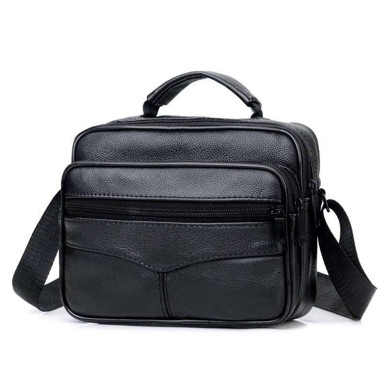Mand Sort Crossbody Taske Luksus Læder Vandtæt Håndtaske Forretningsmænd Multifunktionelle Skuldertasker Med Stor Kapacitet - Stil A