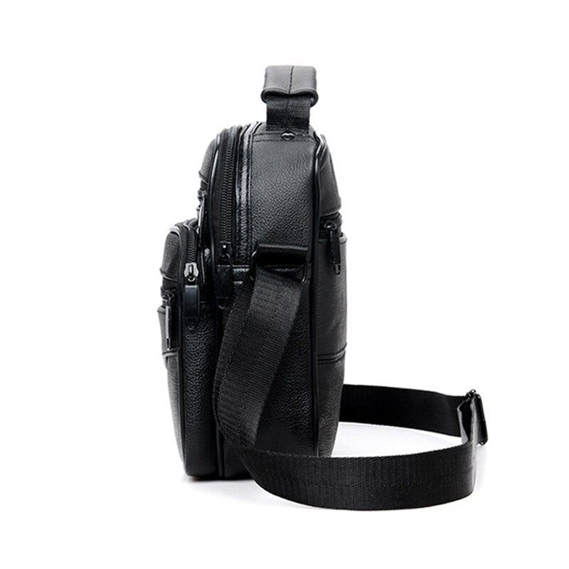 Mand Sort Crossbody Taske Luksus Læder Vandtæt Håndtaske Forretningsmænd Multifunktionelle Skuldertasker Med Stor Kapacitet - Stil A