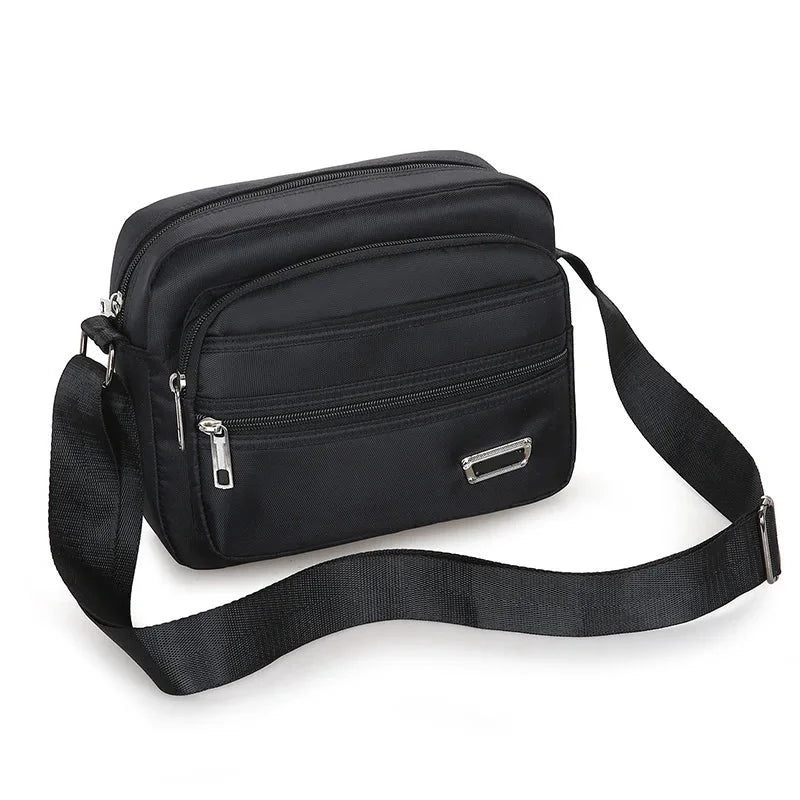 Messenger-taske Til Mænd Mini Business-skuldertasker Casual Cross Body Messenger-tasker Til I Flere Lag - Sort