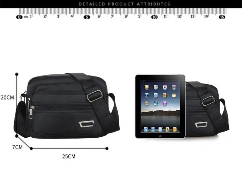 Messenger-taske Til Mænd Mini Business-skuldertasker Casual Cross Body Messenger-tasker Til I Flere Lag - Sort