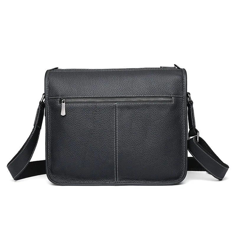 Messenger-tasker I Ægte Læder Til Mænd Business Crossbody-tasker Lædertasker - Sort