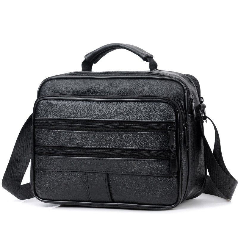 Rejse Crossbody Taske Høj Kvalitet Læder Håndtaske Til Mand Stor Kapacitet Vandtætte Enkelt Skuldertasker - Sort