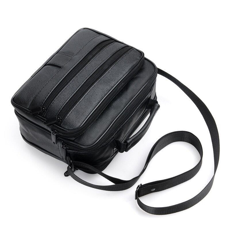 Rejse Crossbody Taske Høj Kvalitet Læder Håndtaske Til Mand Stor Kapacitet Vandtætte Enkelt Skuldertasker - Sort