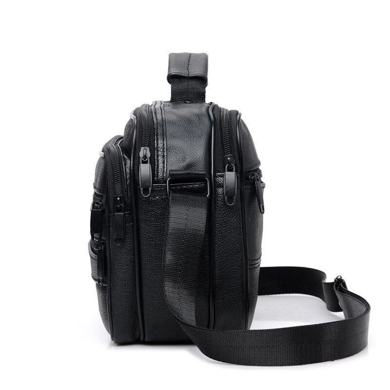 Rejse Crossbody Taske Høj Kvalitet Læder Håndtaske Til Mand Stor Kapacitet Vandtætte Enkelt Skuldertasker - Sort