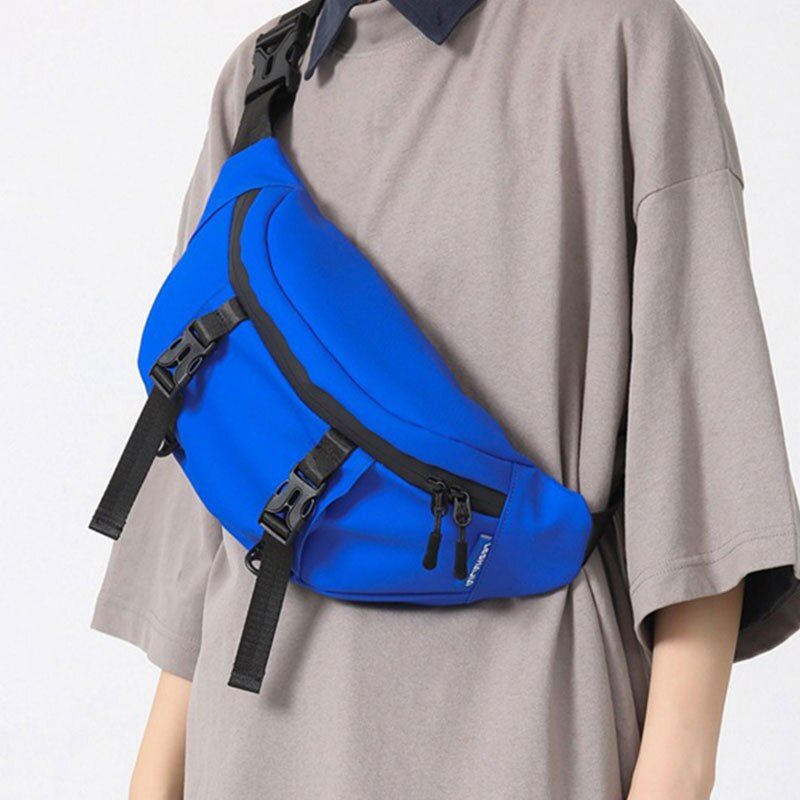 Udendørs Sportsbrysttaske Til Mandlige Solide Vandtætte Crossbody-tasker Til Mænds Tasker Med Stor Kapacitet - Sort