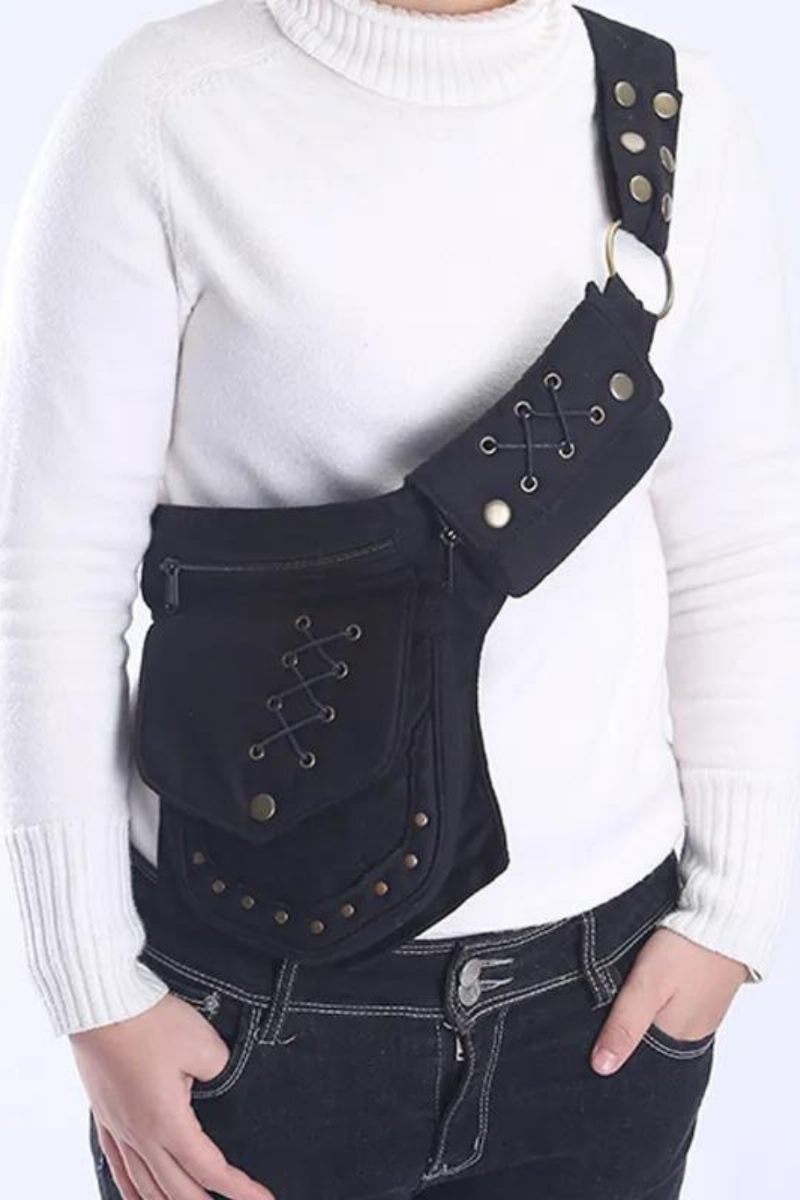 Vintage Unisex Fanny Pack Taljetaske Med Flere Lommer Lærreds Hoftetaske Kvinder Brysttaske Bohemian Leg Telefontaske