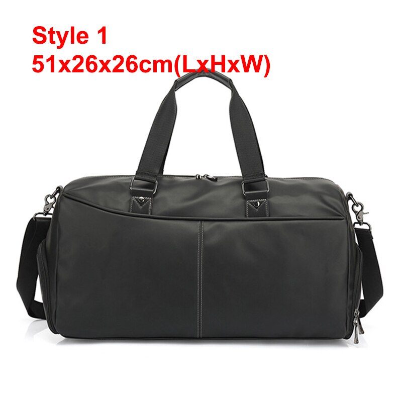 Mænd Håndtaske Læder Stor Kapacitet Rejsetaske Skuldertaske Mandlige Duffle Tote Bag Casual Messenger Tasker - Sort