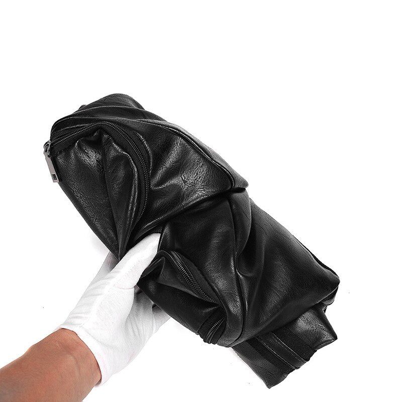 Mænd Håndtaske Læder Stor Kapacitet Rejsetaske Skuldertaske Mandlige Duffle Tote Bag Casual Messenger Tasker - Sort