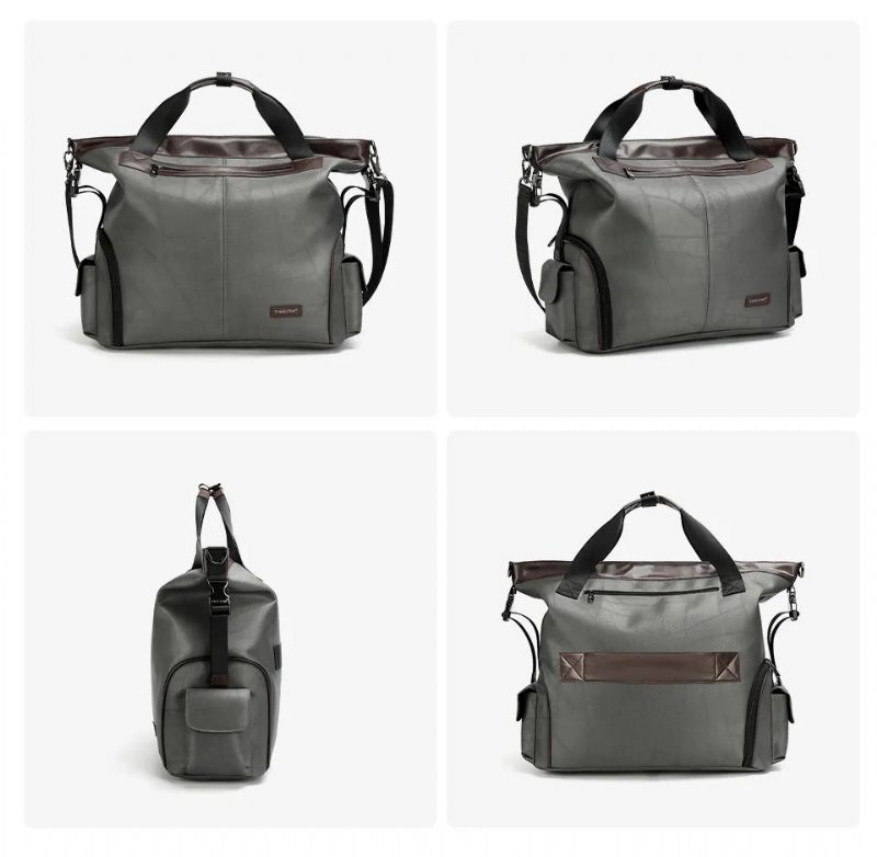 Mænd Rejsetaske Vandtæt Håndtaske Til Business Briefcase Casual Skuldertaske Mandlige Dokumentetui Laptoptaske - Grå