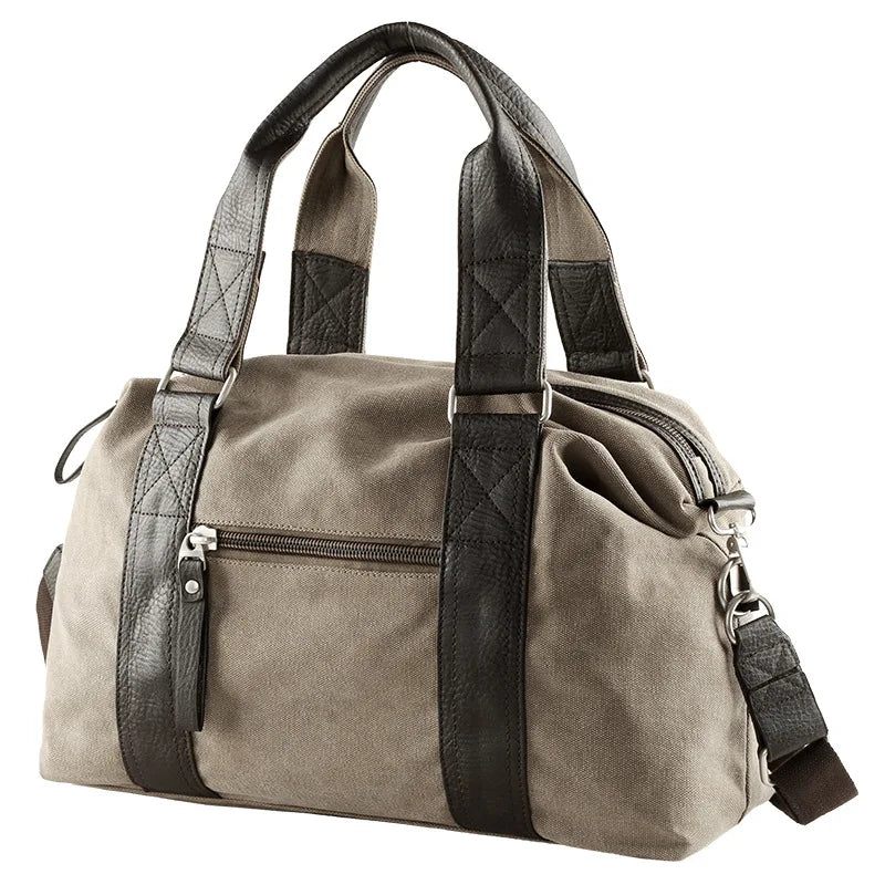 Retro Canvas Håndtaske Til Mænds Rejse Skuldertaske Bagagetaske Afslappet Crossbody Taske - Sort