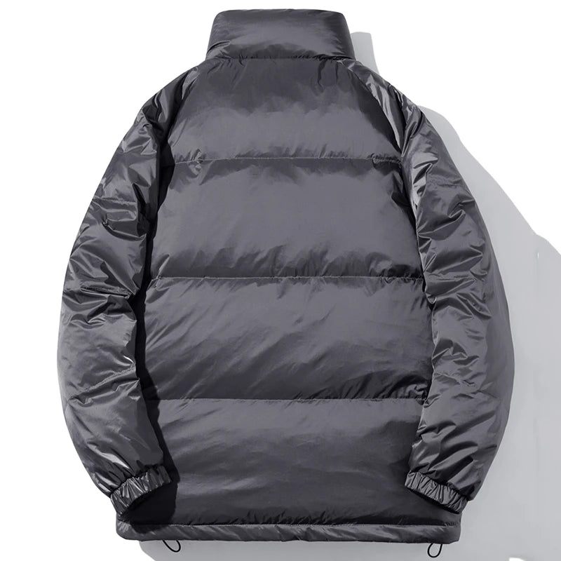 Herre Polstret Jakke Vinter Hvid Andedun Fluffy Puffer Overtøj Sort Oversize Frakke Til Mænd - Sort