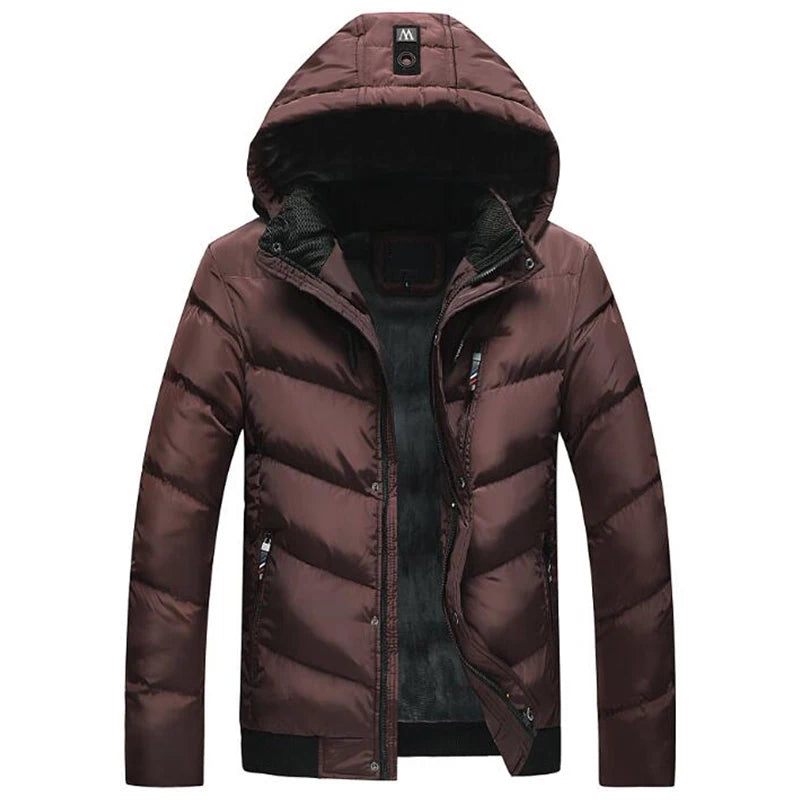 Vinterparka Herre Med Hætte Tyk Varm Jakke Frakker Vandtæt Uld Liner Mandlige Outwear Parka Tøj - Sort